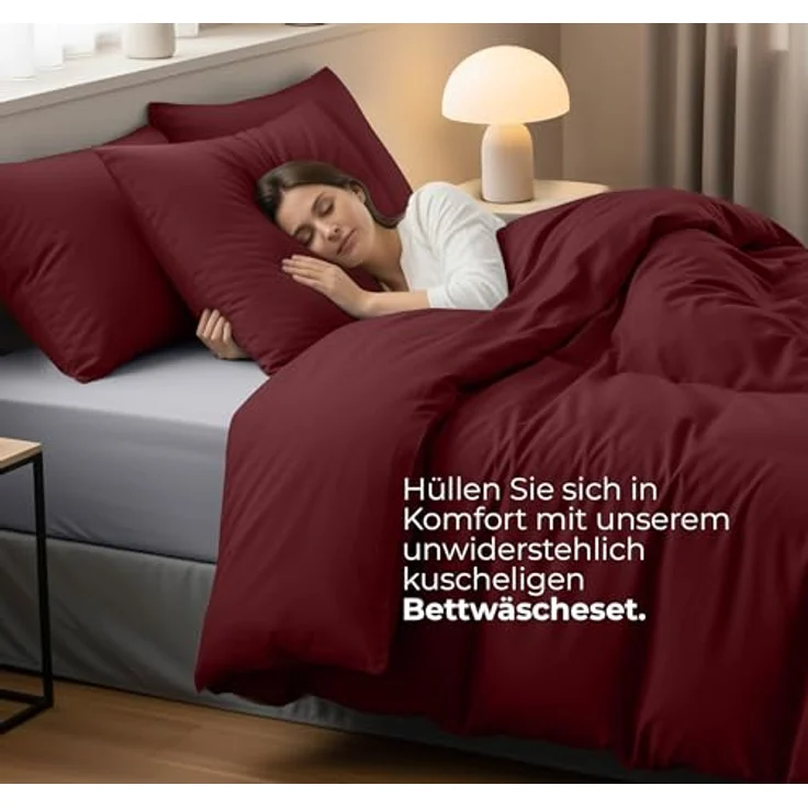 Utopia Bedding Bettwäsche 135x200 Set - Mikrofaser Bettbezug 135x200 cm + 1 Kissenbezug 80x80 cm - Burgund – Bild 4
