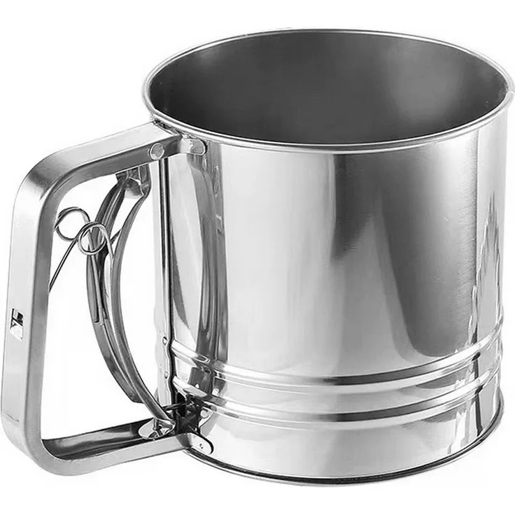 OSTWOLKE Küchensieb Mehlsieb Backsieb Einhandsieb Puderzuckersieb Edelstahl silber, (1-St)