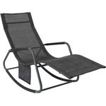 SoBuy OGS47-MS Schaukelliege Garten Sonnenliege mit Seitentasche Gartenliege Relaxstuhl Liegestuhl Schwingliege Schwarz/Grau bis 150 kg belastbar BHT ca: 143 x 85 x 57 cm