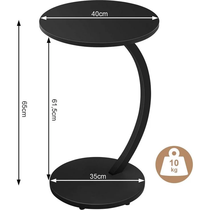Woltu Beistelltisch (1-St), C Form, Kaffeetisch rund, für Couch Sofa Bett, φ 40 x H 65 cm – Bild 2