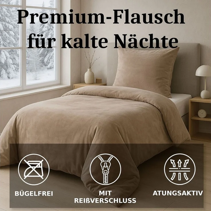 Malika Bettwäsche 135x200 + 80x80 cm Cashmere Touch Bettwäsche, atmungsaktiv, Mikrofaser, 2 teilig, Für Allergiker geeignet, pflegeleicht, angenehm weicher Stoff – Bild 2