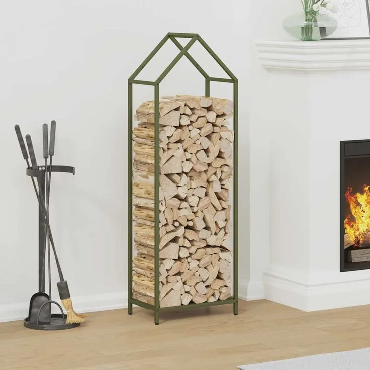 vidaXL Brennholzregal Olivgrün 40x25x120 cm Kaltgewalzter Stahl 864302