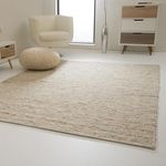 Steffensmeier Handwebteppich Landshut, Beige, 100% Schurwolle, Rechteckig, 60x110 cm, beidseitig verwendbar, pflegeleicht