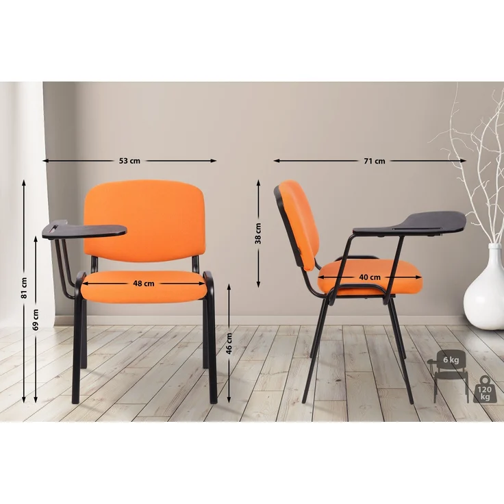 CLP Stuhl Ken mit Klapptisch Stoff mit gepolsterter Sitzfläche,orange – Bild 2