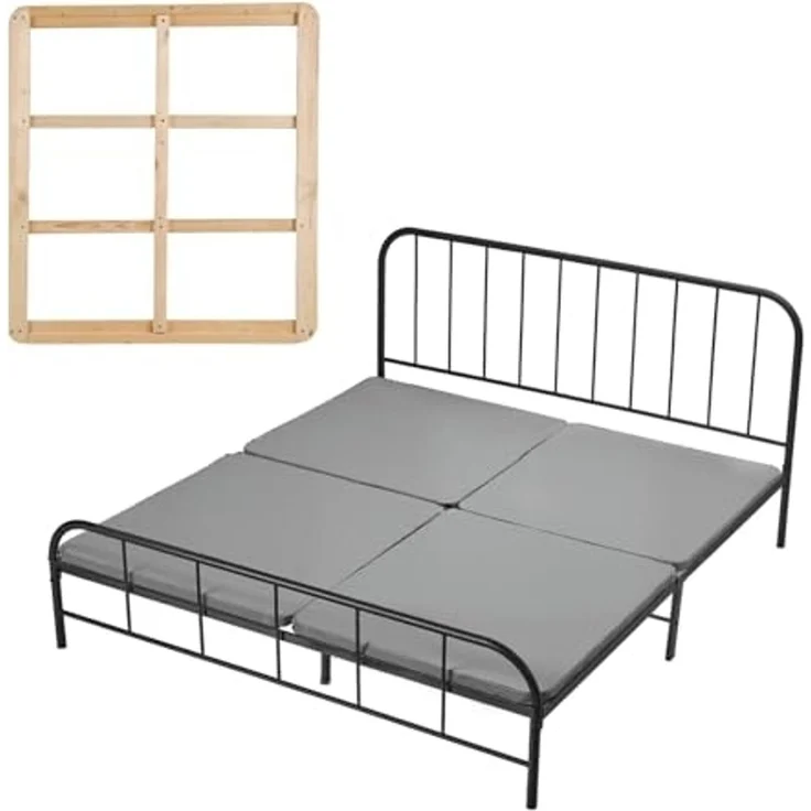 VEVOR Bunkie-Boards für Kingsize-Betten 2000x1880x38 mm, 4-Teilig, Bunkie-Brett für Lattenrost, Bettstützlatten mit 200D Oxford-Gewebe, Holzmatratzenauflage, Matratzen-Unterbau, Grau – Bild 1