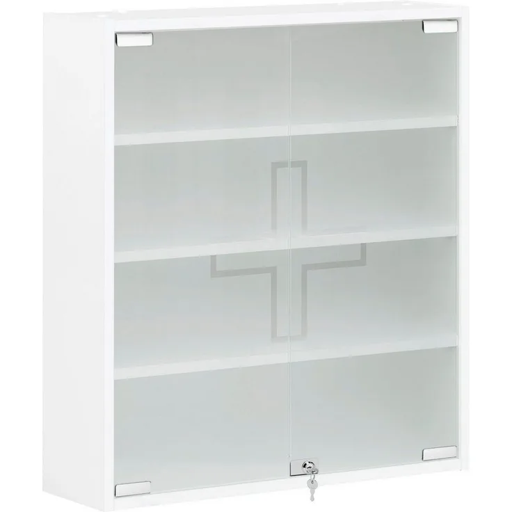 SCHILDMEYER Medizinschrank Wido Sicherheitsglas weiß Glastür 71,4 x 64,2 x 19,6 cm