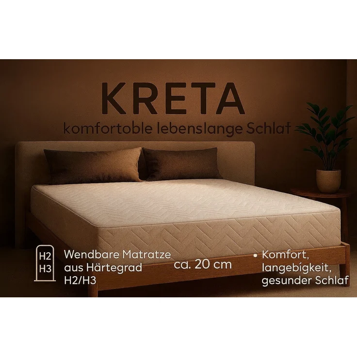 Taschenfederkernmatratze KRETA Komfort, Langlebigkeit und gesunder Schlaf, Kaiser Möbel, (Einzelartikel), Taschenfederkernmatratze mit Kokos & Schaum, H2/H3 beidseitig – Bild 3