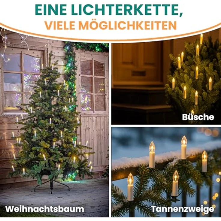 Gartenpirat LED-Lichterkette 14,5m 30 LED-Kerzen warmweiß Timer Weihnachtsbeleuchtung Innen&Außen – Bild 6