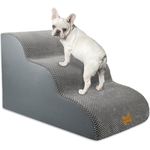 Nepfaivy Hundetreppe für Kleine Hunde 3-Stufig, Haustiertreppe für Bett und Sofa aus Hochdichtem Schwamm, Hunde Treppe Hunderampe mit Abnehmbarem, Waschbarem Bezug und Rutschfestem Boden, 60 x 40 x 40 cm