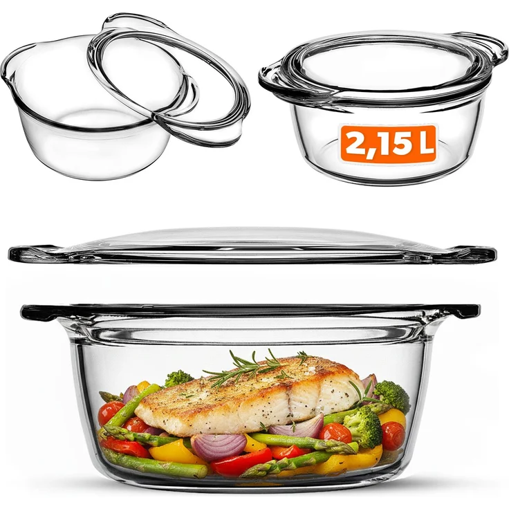 KADAX Ofenfeste Form mit Deckel 2,15L, klein, rund zum Backen – Bild 1