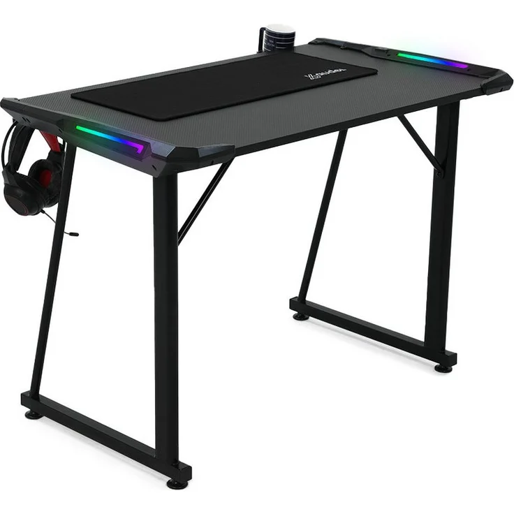 Ranqer Schreibtisch Nimbus RGB, Gaming-Schreibtisch mit RGB-LED-Beleuchtung, Carbon-Look, schwarz, inkl. XL-Mauspad