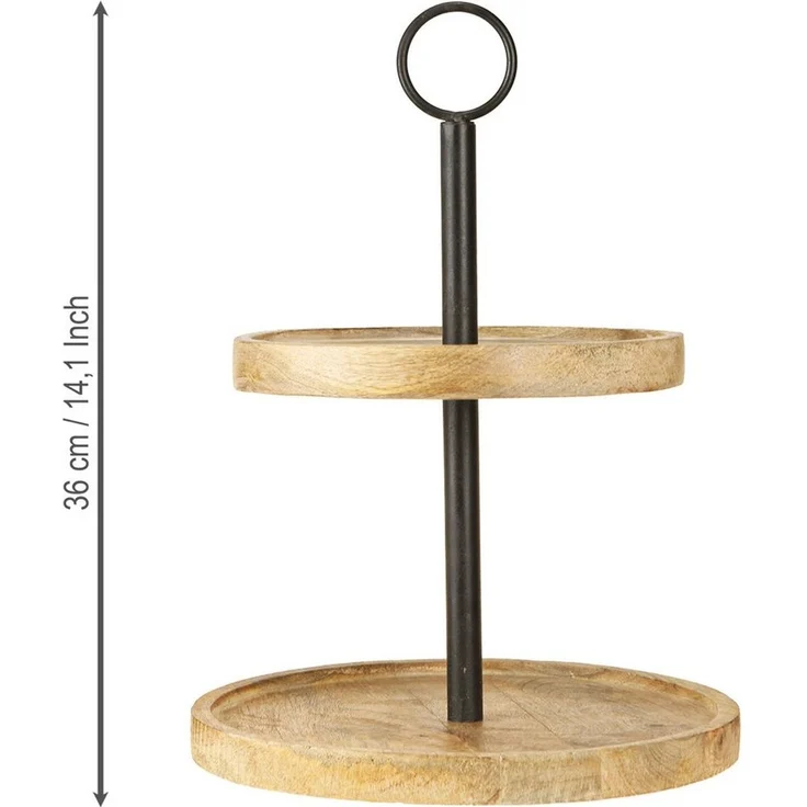 Viana Dekokorb Etagere Holz Metall 2-stöckig Vintage Design Deko – Bild 2