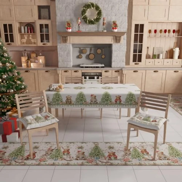 PETTI Artigiani Italiani - Weihnachts-Küchenläufer, rutschfest und waschbar, Weihnachtsteppich 52x180 cm, Weihnachtsbären, Made in Italy – Bild 3