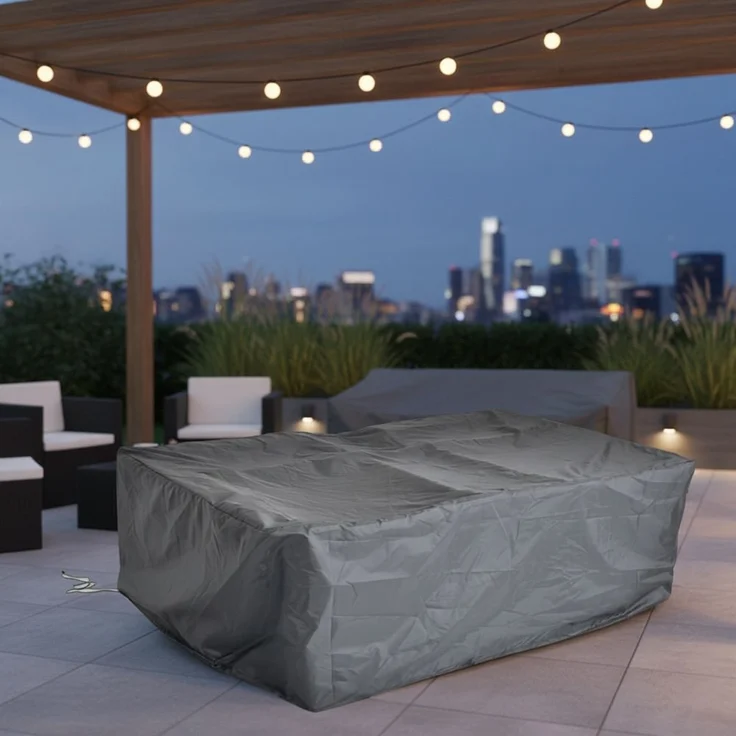 Schutzhülle 247x130x108 Schwarz Gartenmöbel Rattan Abdeckung Plane Haube Wetter – Bild 1