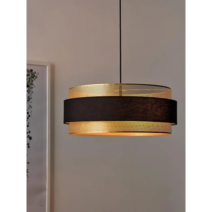 OSRAM Hängelampe Decor Hornet, zylinderförmiger Schirm aus goldfarbenem Metall, schwarz/gold, E27 – Bild 7