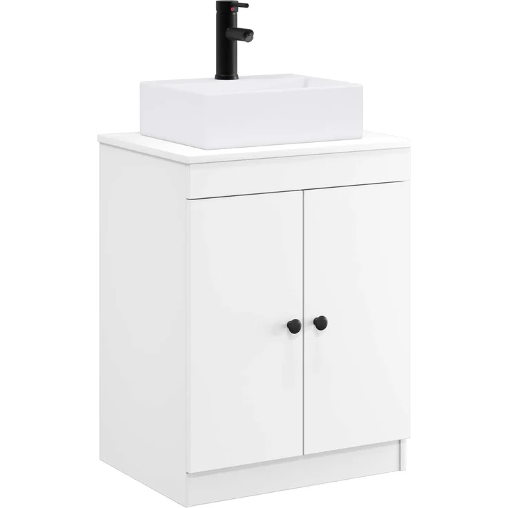vidaXL Waschbeckenschrank Weiß 54 x 41 x 99,5 cm Holzwerkstoff 3404250 – Bild 2