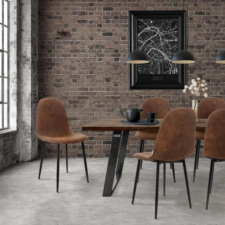 ML-DESIGN Stuhl Esszimmerstuhl mit Rückenlehne, Polsterstuhl mit Metallbeinen (Komplett-Set, 4 St), Wohnzimmerstuhl ergonomisch Braun mit Kunstlederbezug Küchenstuhl – Bild 7