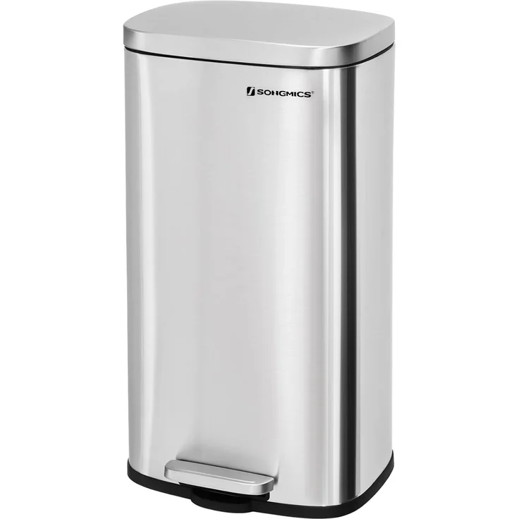 Songmics Mülleimer, geruchsdicht, Edelstahl, 30 Liter, Silber – Bild 1