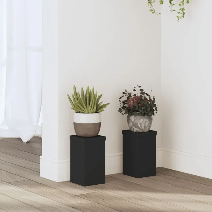vidaXL Pflanzenständer 2 Stk. Schwarz 10x10x18 cm Holzwerkstoff 852880 – Bild 1