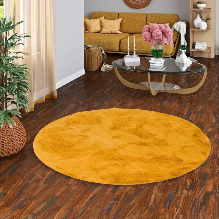 Pergamon Fellteppich Fellteppich Luxus Super Soft Plush Rund, Rund, Höhe: 25 mm – Bild 1