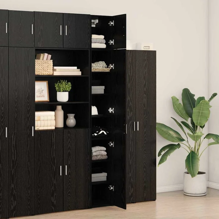 vidaXL Lagerschrank mit Regalen Schwarz Eichen-Optik 3365629 – Bild 4