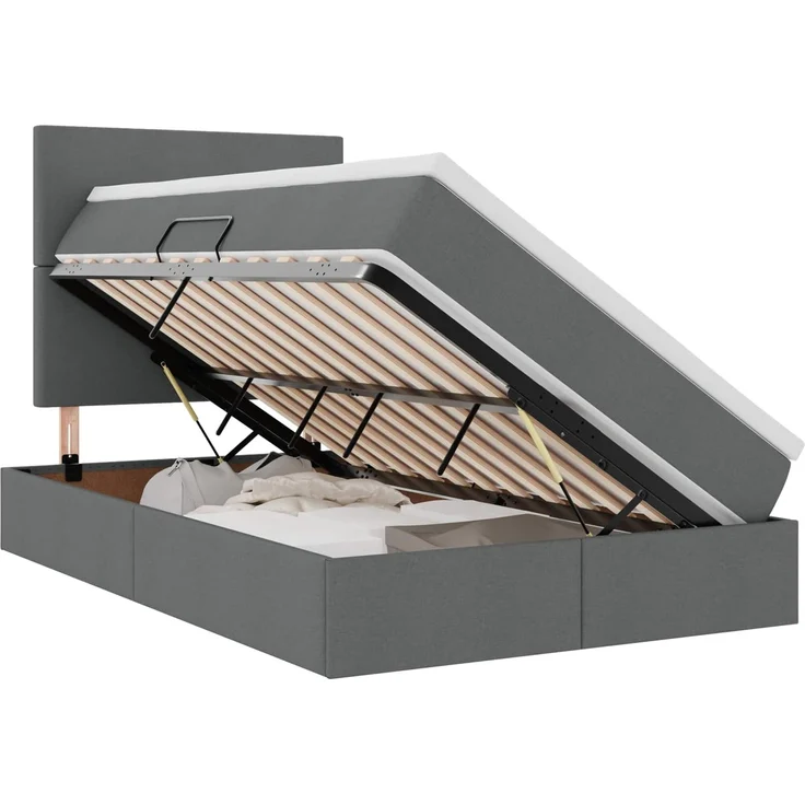 vidaXL LED-Speicherbett mit Matratze Dunkelgrau 120 x 200 cm Stoff 3372346 – Bild 2