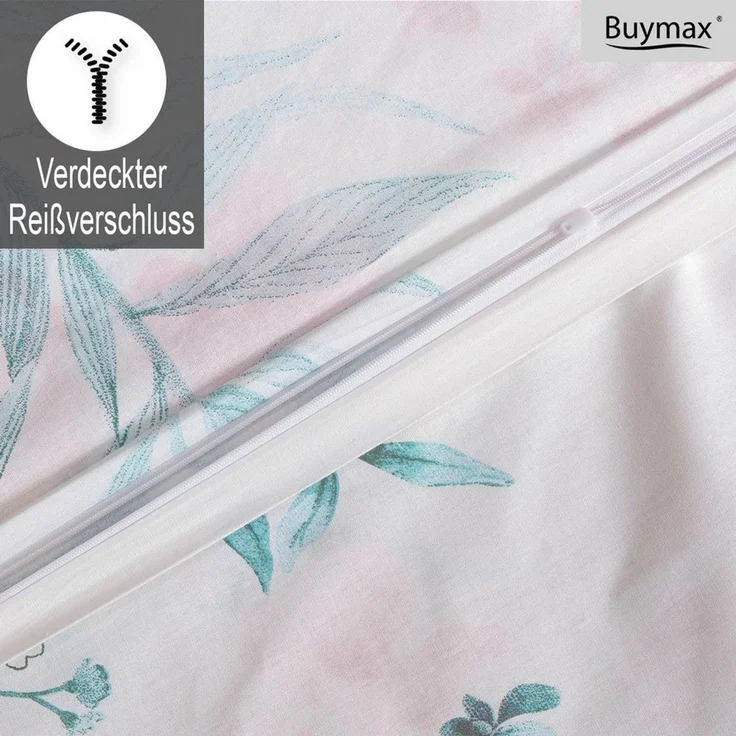 Buymax Bettwäsche Vilatis, Renforce: 100% Baumwolle, 2 teilig, Bettbezug-Set, 155x220 cm, mit Reißverschluss, Schmetterling Weiß Rosa – Bild 4