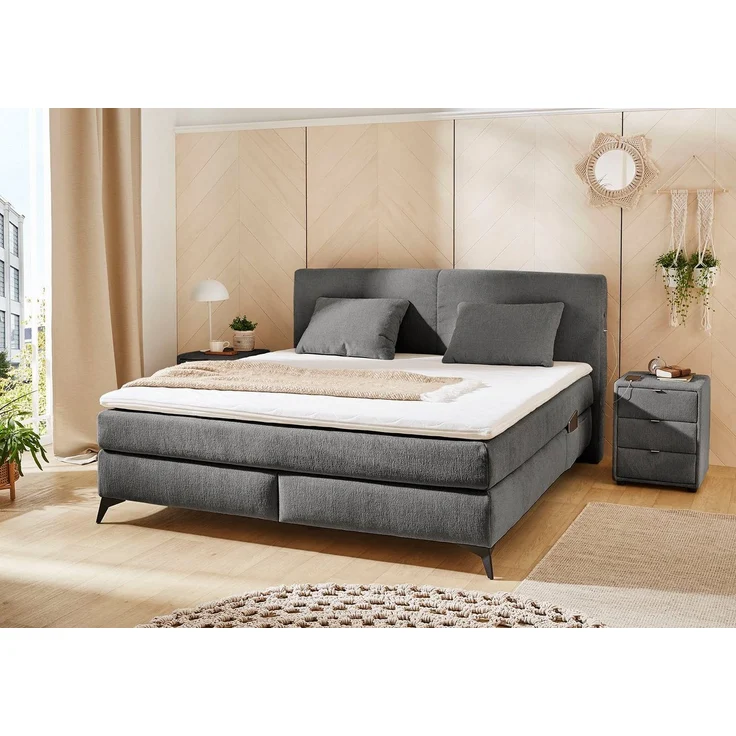 Jockenhöfer Gruppe Boxspringbett Kira in den Breiten 160x200 & 180x200cm, inkl. LED-Bel, USB-Ladeports, 7-Zonen-Matr, Topper, div. Härtegrade – Bild 1