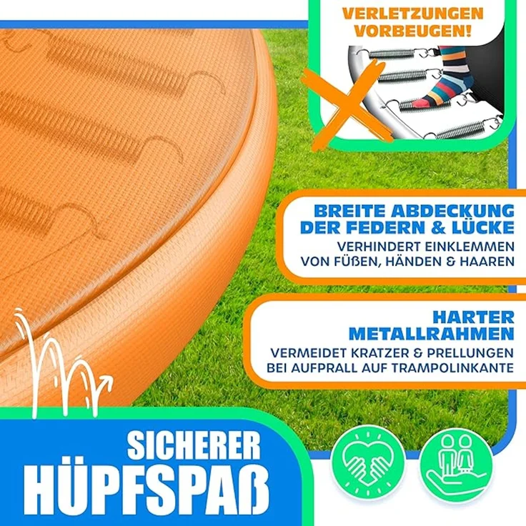 KESSER® Trampolin Randabdeckung, 100% UV-beständig, reißfest, Federabdeckung, Orange, ‎244 x 244 x 2 cm – Bild 6