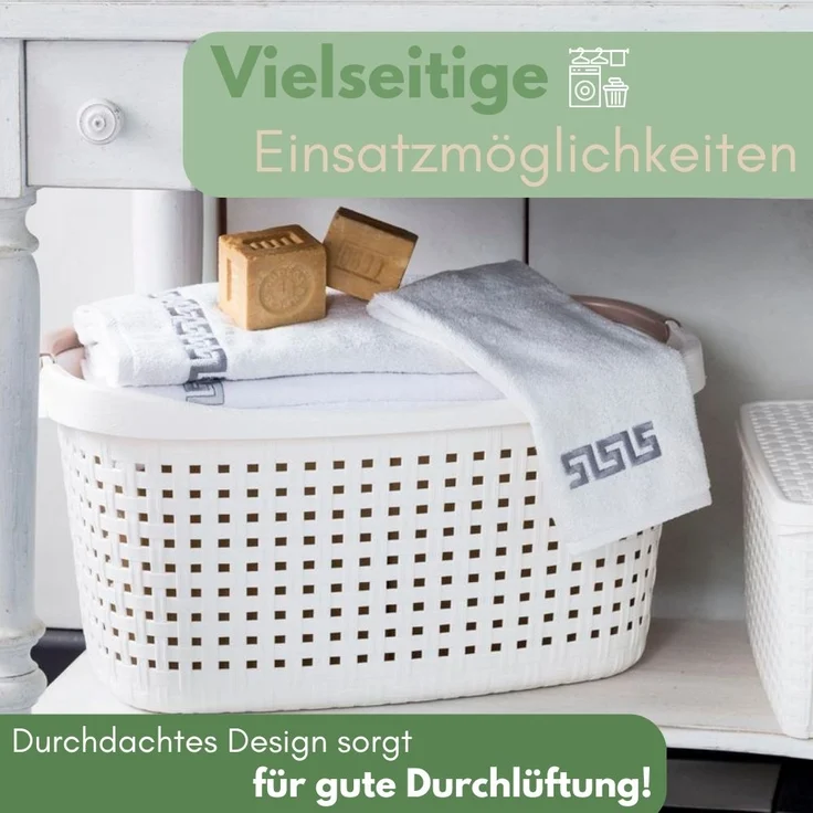 GarPet Wäschekorb 2er Set Wäschekorb mit Henkel 40 L Wäsche Box Wanne Sammler Plastik – Bild 5