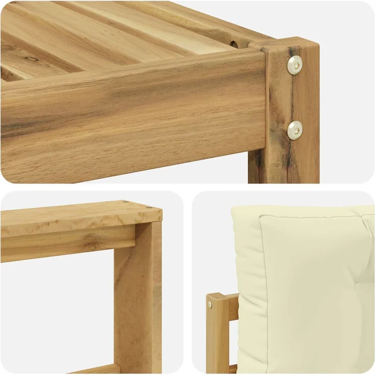 vidaXL Outdoor-Sofagarnitur 4 stk. Weiß und Creme Polyester 3386274 – Bild 5
