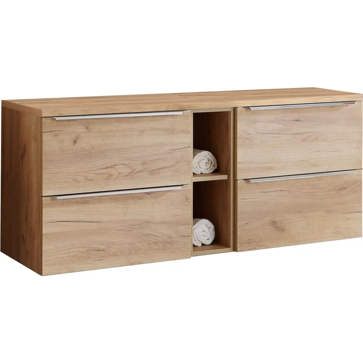 Waschtischunterschrank 141cm mit 4 Auszügen und Regal TOSKANA-56 in Wotaneiche, B/H/T ca. 141/59,5/46 cm – Bild 10