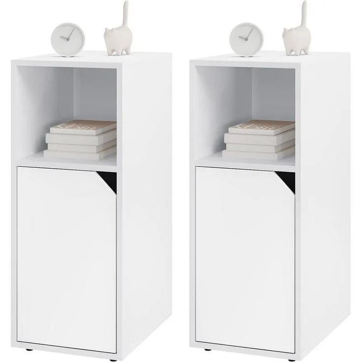 Woltu Nachttisch (2-St), mit offenem Fach und Tür, Verstellbarer Ablage, 25x62x35 cm