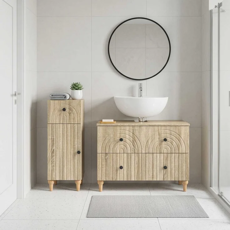 vidaXL 2-teiliges Badezimmer Schrank Set ALKMAAR Sonoma-Eiche 3417668 – Bild 1