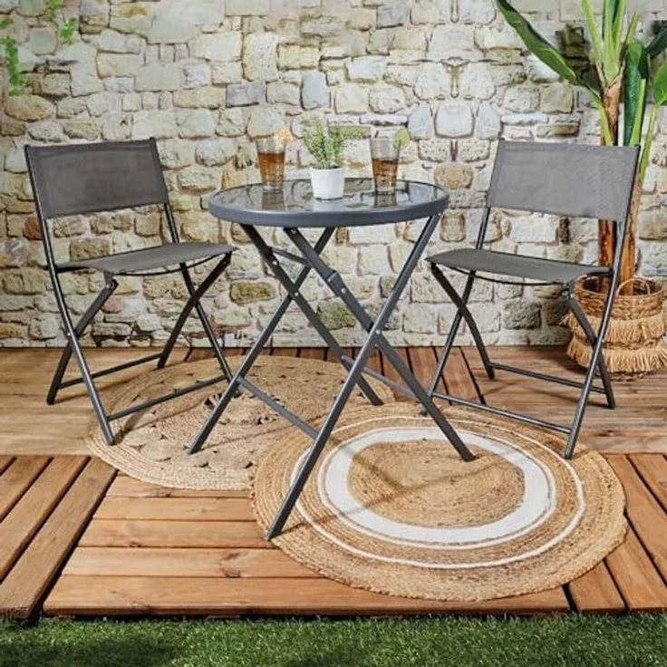 HOME DECO FACTORY, HDO0301, Tisch Modell Elba Grey, Gartenmöbeltisch, Möbel, Gartenmöbel, Tisch für den Außenbereich, 60 x 71 x 60 cm, zum Zusammenbauen, Grau – Bild 7