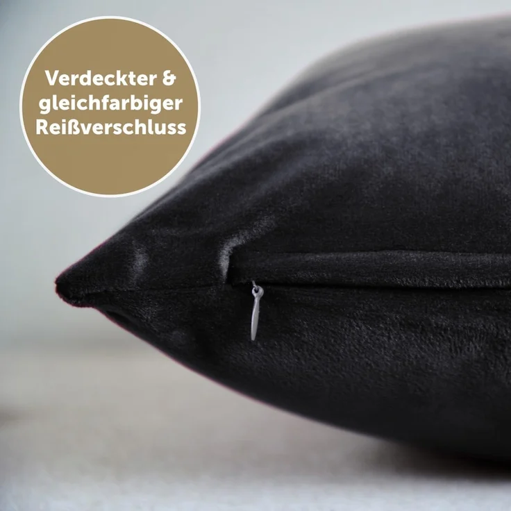 Blumtal Kissenbezug 2er Set - dekorativer Samt Kissenbezug mit verstecktem Reißverschluss, Kissenhülle für Zierkissen, waschbar – Bild 4