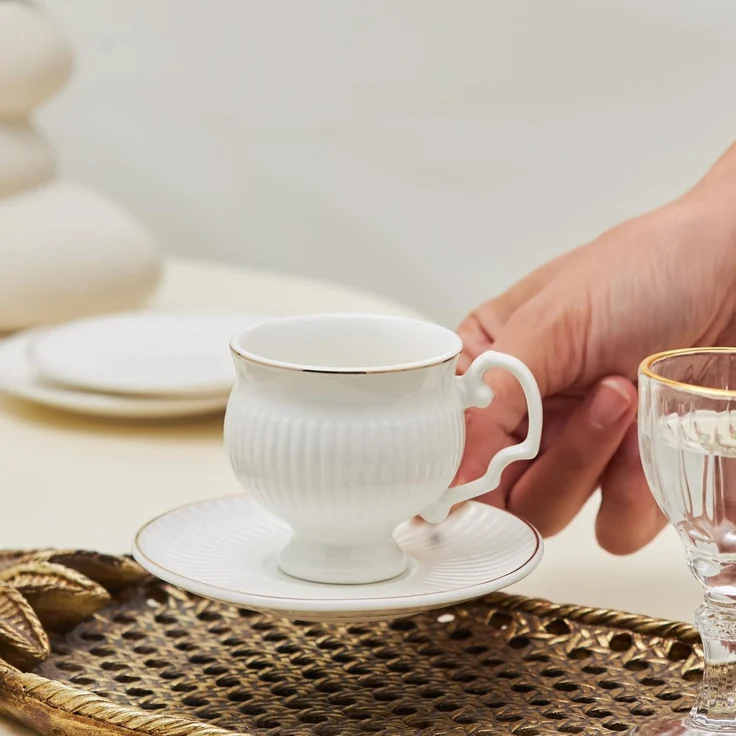 Karaca Kaffeeservice Malta 6 Personen Kaffeetassen-Set 100 ml - Stilvolle Porzellan – Bild 4