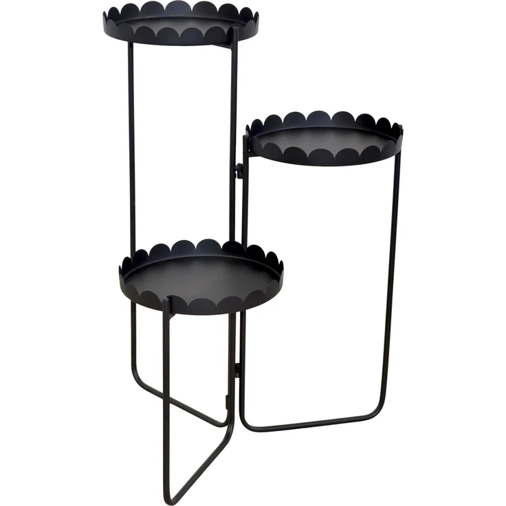 Blumenständer Metall Schwarz klappbar 70cm – Pflanzenständer 3 Ebenen Blumentreppe – Bild 4