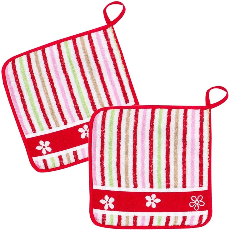 Kracht Topflappen Blümchen, (Set, 2-tlg, 2-teilig), 2er Set Topflappen, Baumwoll Frottier, ca. 22x22 cm – Bild 1