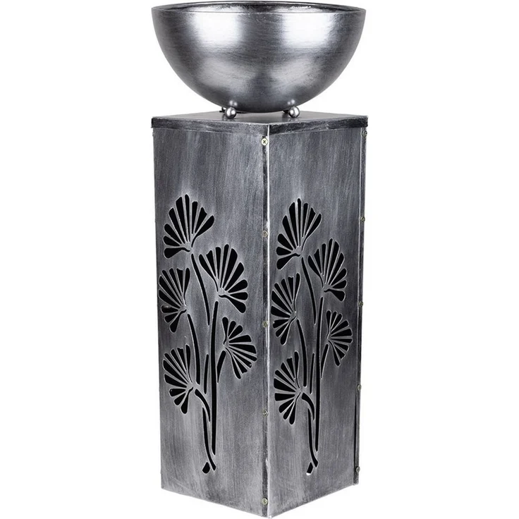 Haushalt International LED Solarleuchte, LED-Leuchtmittel fest verbaut, Warmweiß, Solarleuchte Pflanzschale Außenlampe LED Blumentopf Lichteffekt silber – Bild 1