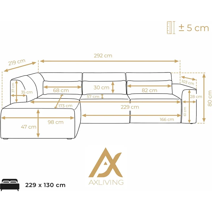 AX LIVING Wohnlandschaft mit Schlaffunktion Ruyam Eckcouch Grün L – Bild 6