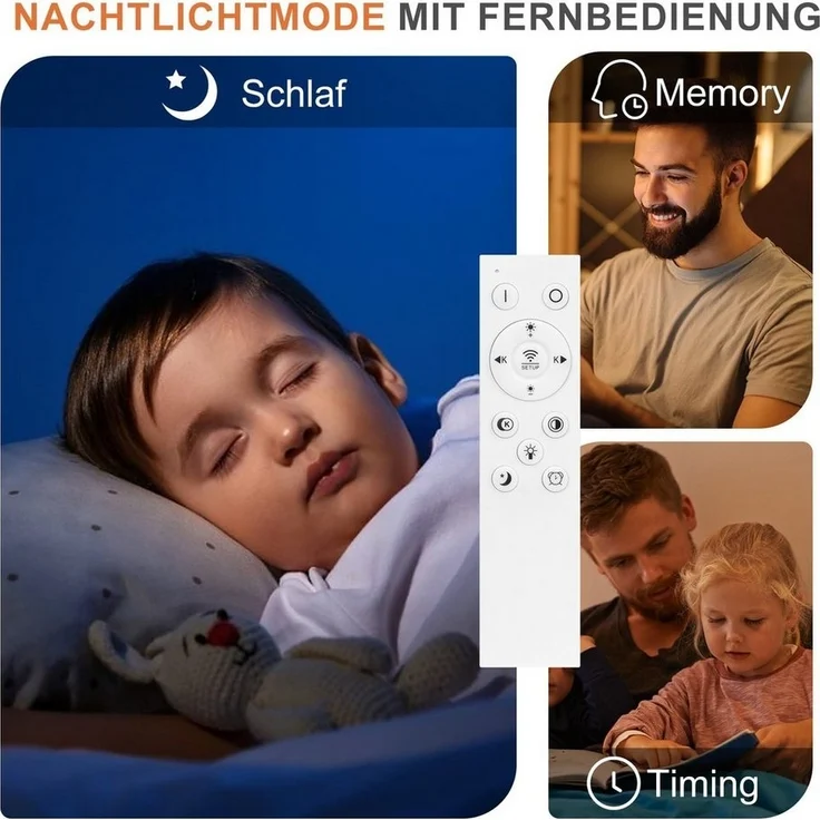 Nettlife LED Deckenleuchte Schlafzimmer Schwarz/Weiß Dimmbar Metall Wohnzimmer mit Fernbedienung, Dimmbar, LED fest integriert, Warmweiß Neutralweiß Kaltweiß, Schlafzimmer Kinderzimmer Küche Balkon perfekt als Weihnachtsgeschenk – Bild 3
