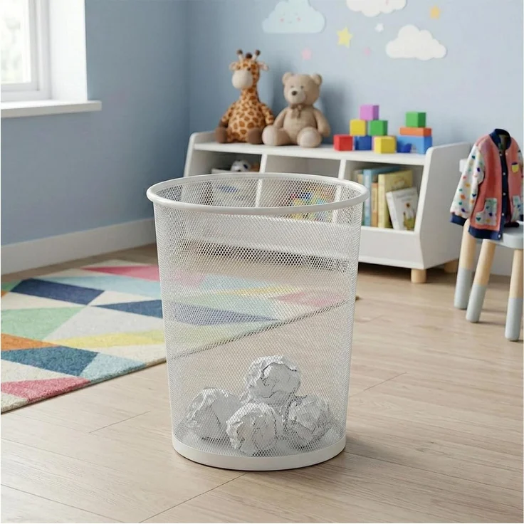 Sinoba Papierkorb Mülleimer Papierkorb Mesh aus Metall Höhe 34 cm 18 L rund, Drahtmetall – Bild 2