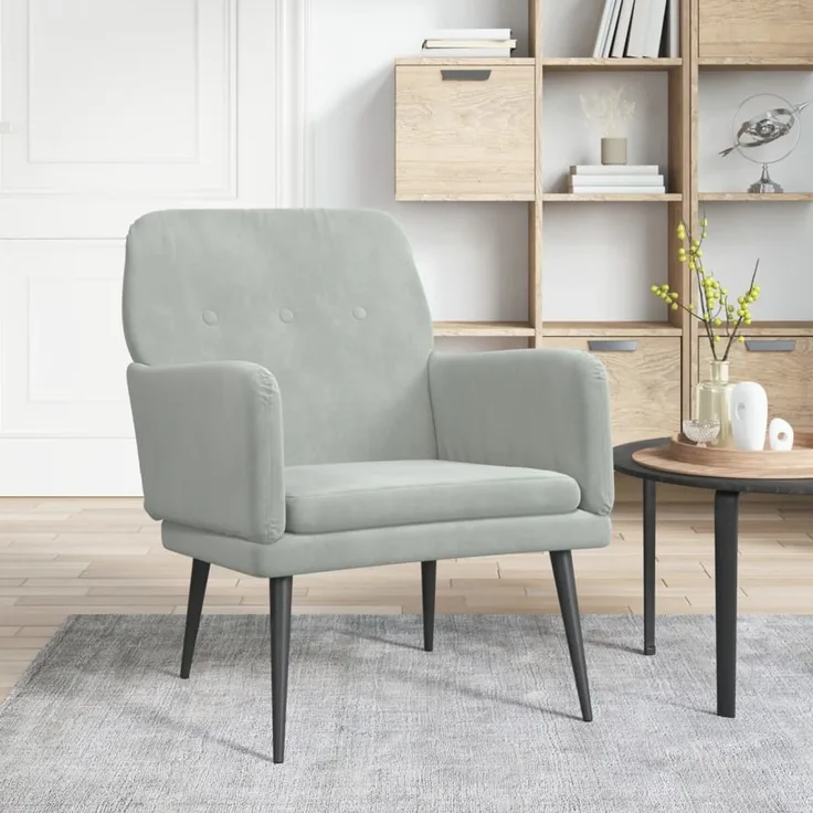 Sessel wohnzimmer, Relaxsessel Hellgrau 62x79x79 cm Samt