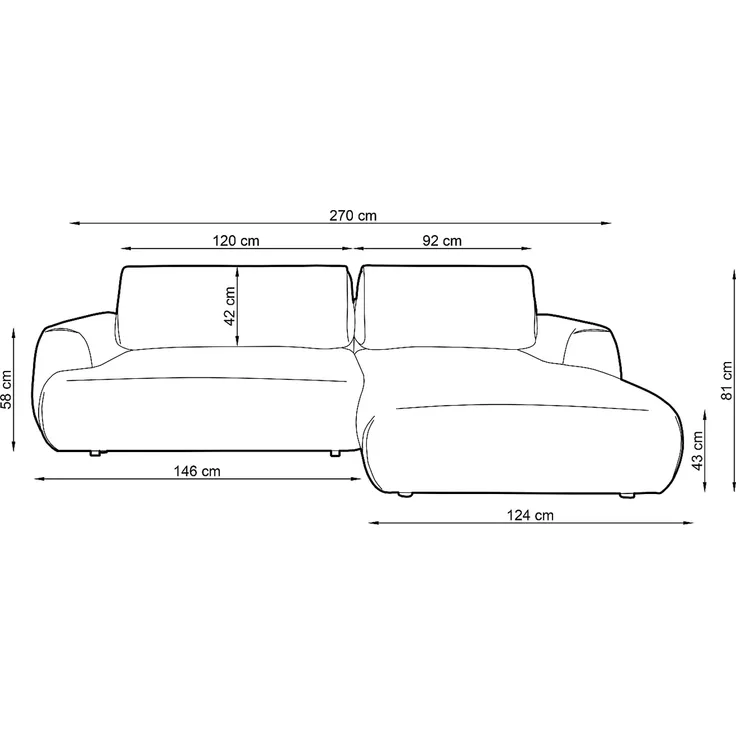 Vente-unique - MONELIA Sofa Stoff Grau - B 167 cm x H 81 cm x L 270 cm – Bild 7