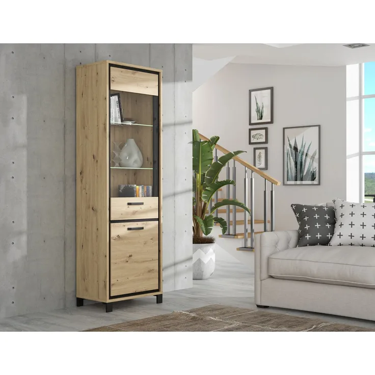 Vitrine TRONDHEIM in Artisan Eiche 65 cm breit