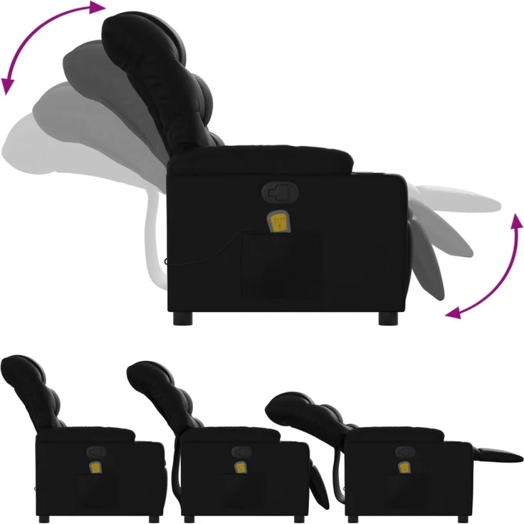 vidaXL Massage-Relaxsessel, Kunstleder, Schwarz 3206903 – Bild 4