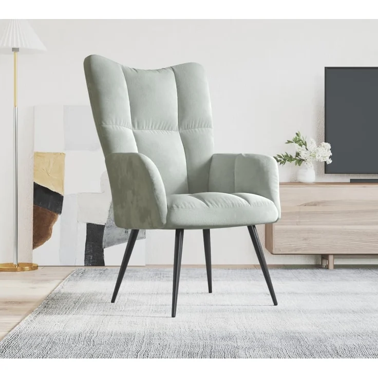 vidaXL Relaxsessel Hellgrau Samt [328073] – Bild 2