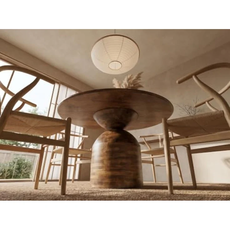 FINEBUY Esstisch FB117624 Esszimmertisch Küchentisch 4 Personen Holztisch Esszimmer (Hochwertiges Speisezimmermöbel für Familien), Rundes Design für ein gemütliches Zuhause – Bild 5