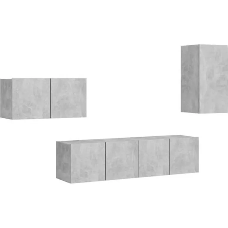 vidaXL 4-tlg. TV-Schrank-Set Betongrau Spanplatte [3079097]